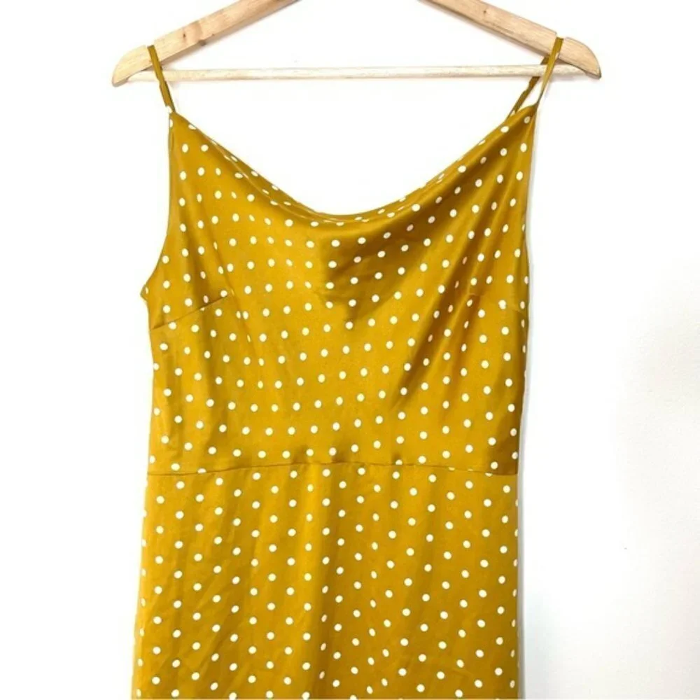 J.O.A. Yellow Polka Dots Satin Asymmetrical Dress US M - Picture 7 of 13